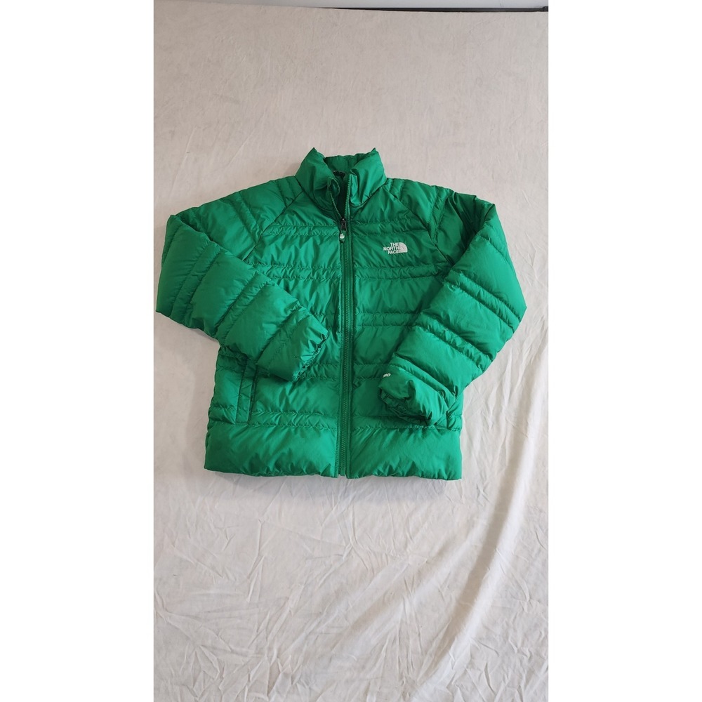 The North Face Boys Green Down Puffer Jacket L/G (14/16) Full Zip Mid-Length